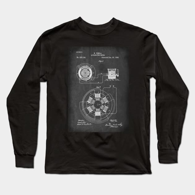 Nikola Tesla patent Long Sleeve T-Shirt by MiljanaVuckovic